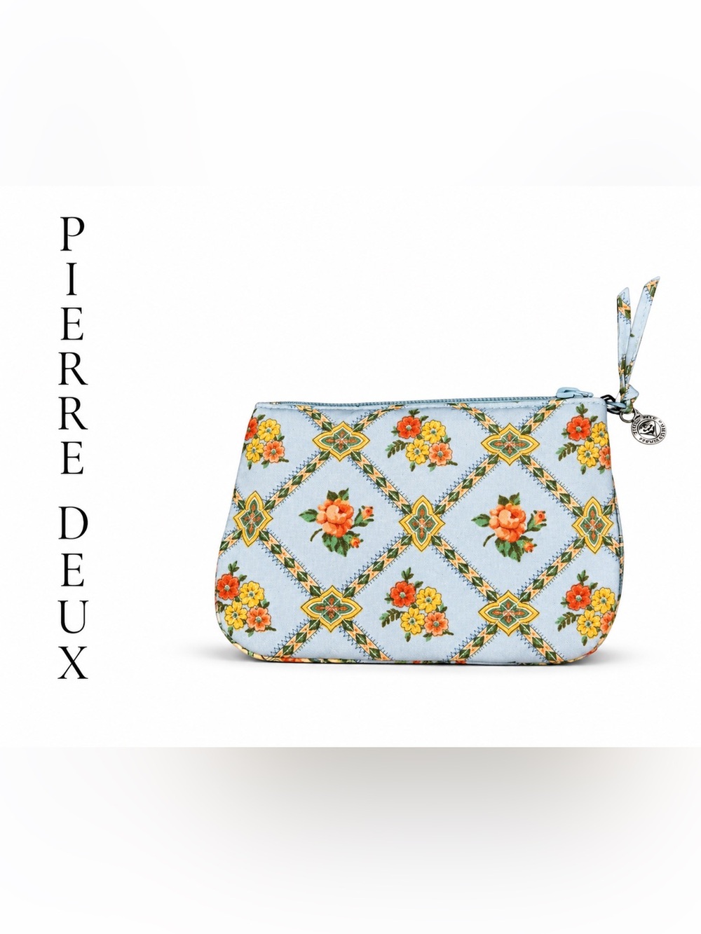 Pierre Deux Floral Wristlet Blue French Country Clutch Pouch